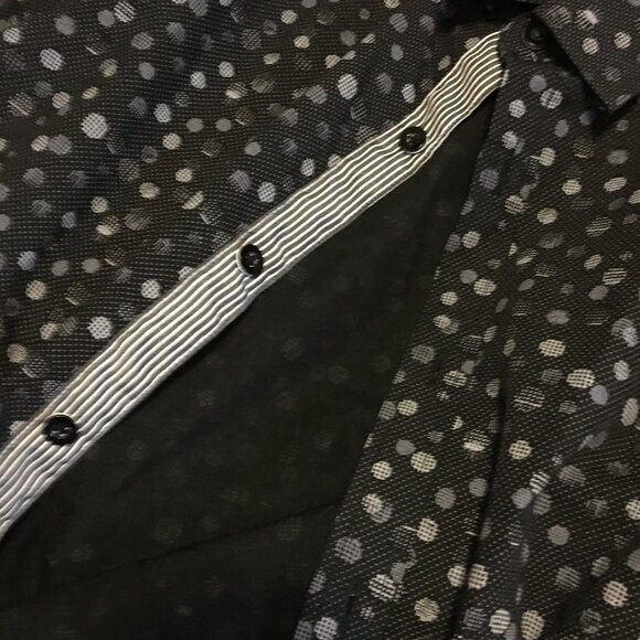 Point Zero Luxury Easy Iron Pixel Dot Semi Fit Button Down Dress Shirt - Picture 10 of 14